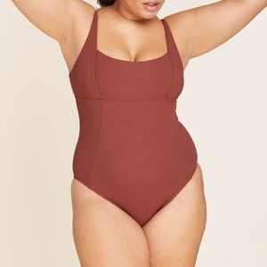Andie The Havana ribbed eco wild ginger dusty rose pink one piece swimsuit 2X